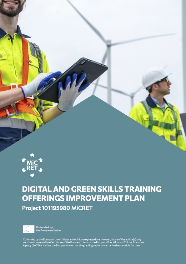 Cover of MiCRET Deliverable 3.1 – Digital and Green Skills Training Offerings Improvement Plan